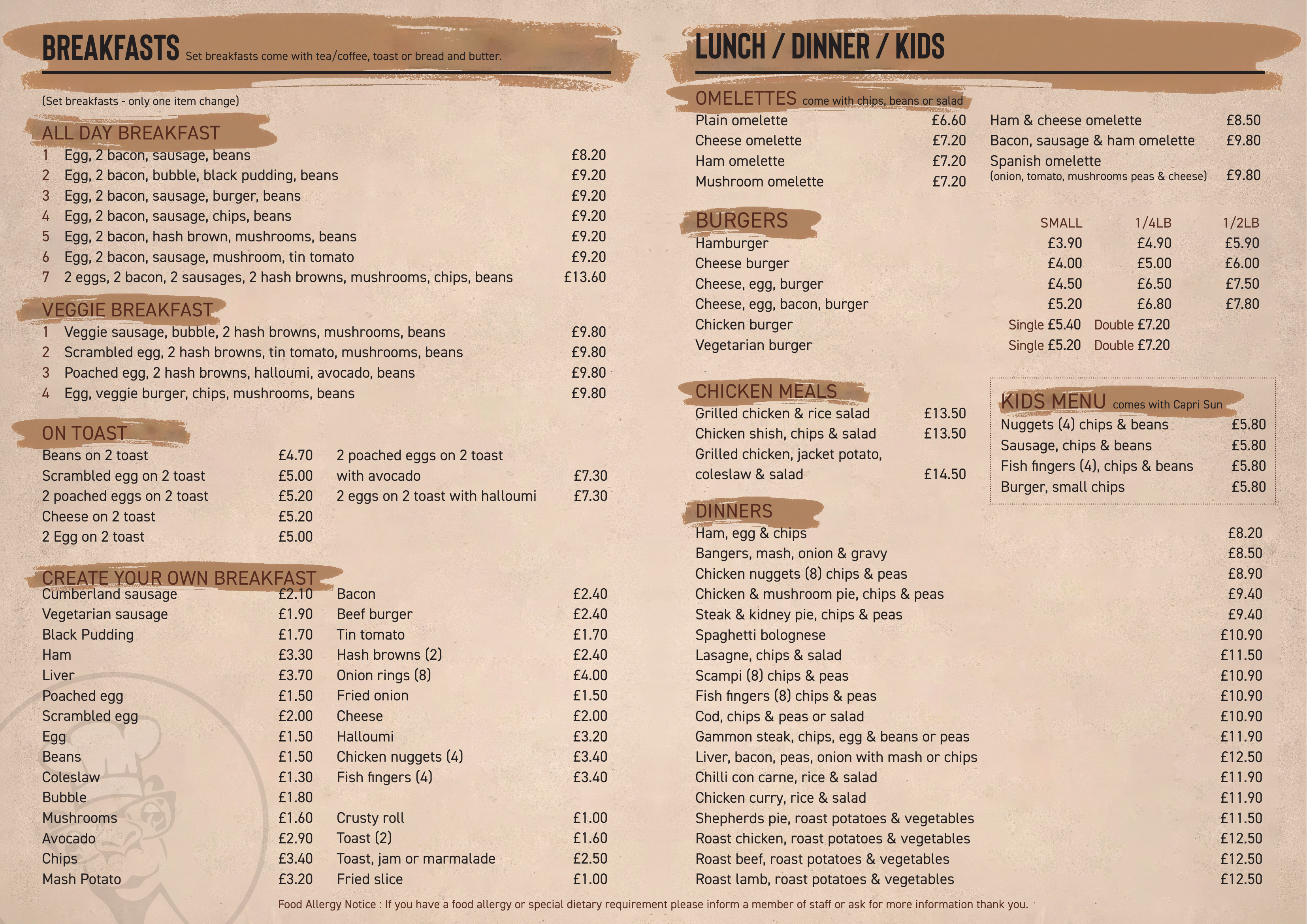 Menu board page 2